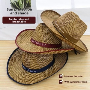 Fashionable Ethnic Dobby Style Natural Grass Men's Summer Hollow-out Big-brim Sun Cowboy <strong>Hat</strong> Outdoor Breathable Fishing <strong>Hat</strong> - Product Image 3