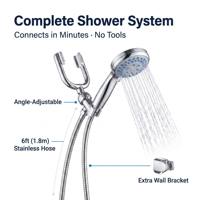Pommeau de douche à main haute pression Chrome 8 modes avec tuyau en acier inoxydable de 1,8 m pour salle de bain domestique
