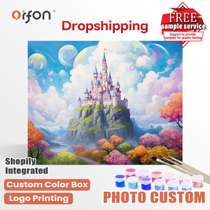 ORFON Kit Pittura a Numeri <span class=keywords><strong>per</strong></span> <span class=keywords><strong>Principianti</strong></span>, Dipinti Acrilici all'Ingrosso di Opere Romantiche di Castelli nel Cielo - Product Image 1