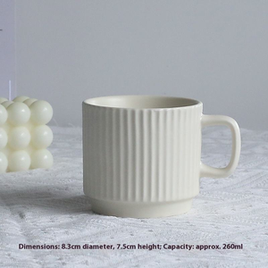 Tasse en céramique de Macaron mignon nordique avec conception de rayures simples isolée eau thermique froide bière thé lait fêtes tasse cadeau en boîte - Product Image 5