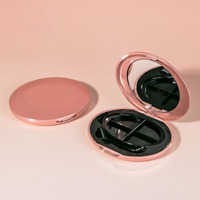 Boîte à fard à paupières ronde à couvercle rabattable, écologique, personnalisée, en plastique ABS recyclable, pour maquillage DIY, blush, emballage cosmétique