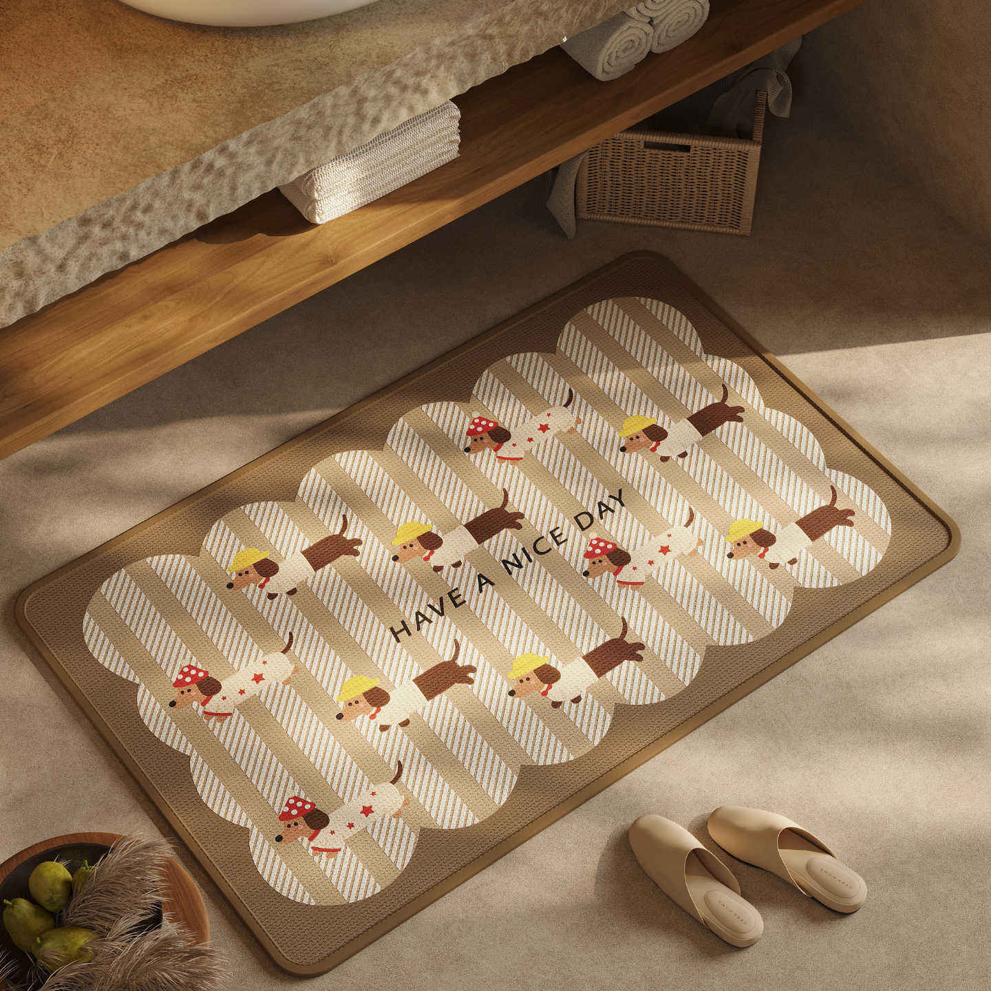 Chien mignon à rayures beiges