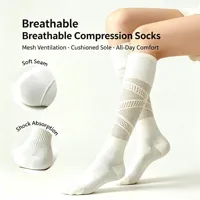 Chaussettes de compression respirantes en maille creuse, anti-fatigue, soulagement des gonflements, antidérapantes, pour mollets