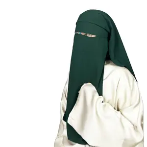 Mujeres musulmanas diseño caliente cubierta señora belleza 2 capas gasa Niqab velo sombreros turbante Hijab capa cara bufanda para mujer H0305 - Product Image 1