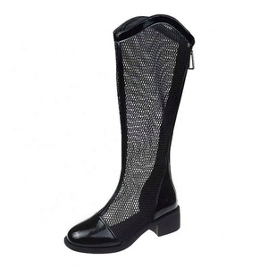 New Fashionable Ladies' High Boots Unique Mesh Design Pointed Toe Comfortable Western Style <b>Summer</b> Autumn Winter Spring PU Upper - Product Image 6