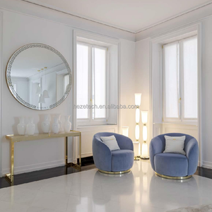 Chaise simple italienne légère en tissu de luxe pour villa ensemble de canapés de salon et de décoration d'intérieur meubles fauteuils en velours bleu de haute qualité - Product Image 3