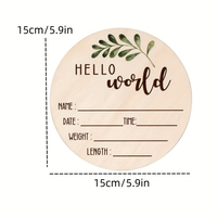 Plaque de bienvenue ronde gravée en bois avec le nom du bébé, carte de jalons de développement du bébé, panneau d'annonce de naissance « Hello World »