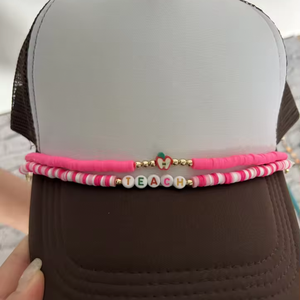 Chapeau de camionneur lettre amovible personnalisé chaînes de charme bijoux chaîne de perles d'espacement en polymère pour chapeaux pour cadeau de fête des enseignants - Product Image 1