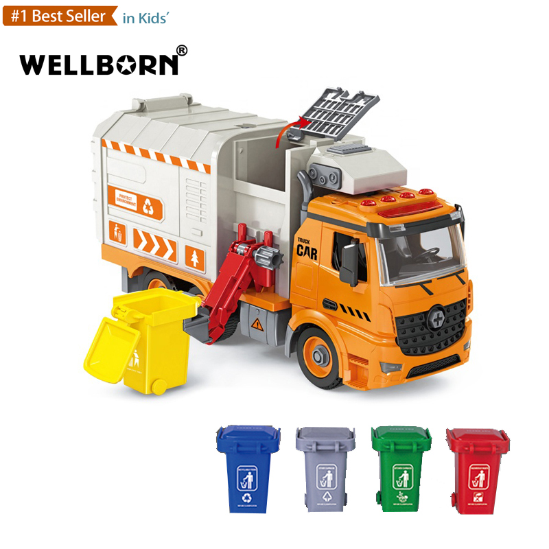 Лидер продаж Amazon, Детский развивающий игрушечный мусоровоз «сделай сам» с подсветкой и звуком