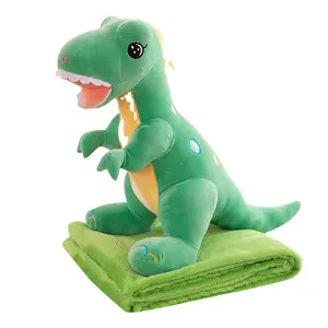 AIFEI TOY Cartoon Tyrannosaurus Rex Pillow Quilt Cushion Blanket Car 2 In 1 Air Conditioning Children's Midday Sleep Pillow