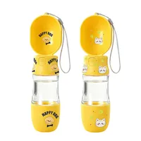Bouteille d'eau portable pour animaux de compagnie en élastomère thermoplastique anti-fuite imprimée Woobulsland avec cordon pour chats et chiens, idéale pour les voyages
