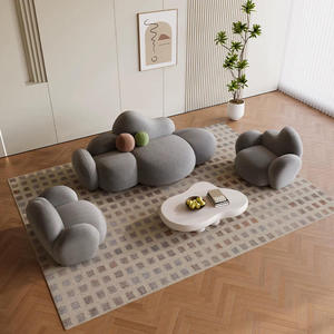 Nordic Style Rectangle Shaped <b>Sofa</b> Chair with Sponge Filling Apartment-Friendly Fabric Covered Living Room Furniture - Product Image 1