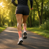 Chaussettes de course en nylon avec logo personnalisé, respirantes, légères, chaussettes de sport à tige mi-haute, chaussettes de compression athlétiques en tricot jacquard