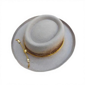 Nuevo Sombrero Pork <span class=keywords><strong>Pie</strong></span> de Fieltro 100% Lana, Estilo Europeo y Americano, Color Dorado Sólido, Primavera-Otoño, Directo de Fábrica - Product Image 1
