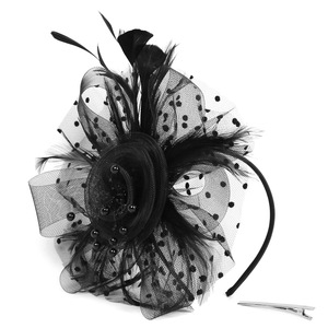Horse Racing Festival <strong>Fascinator</strong> - Hot-Selling Striped Mesh Petite Headpiece European American Bridal Hair Accessory - Product Image 1