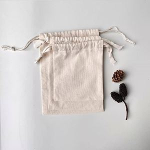 Low MOQ Natural Recycled Organic Cotton <b>Pouch</b> Small Organic <b>Drawstring</b> Dust Bag With Woven Labels - Product Image 2