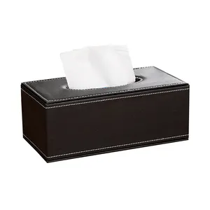 Caixa de guardanapo de papel retangular grande anti-umidade, caixa de couro PU para uso doméstico, suporte para escritório, caixa de tecido
