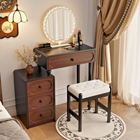 Coiffeuse de chambre extensible avec miroir éclairé réglable, rangement multi-tiroirs et pieds en fer