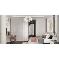 Armoire de plain-pied personnalisée de style ouvert Système d'armoire Panneau de particules pour animaux de compagnie Porte de miroir coulissante Placard ambulant Dressing