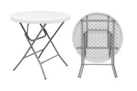 Table de pique-nique pliante ronde en PEHD de 80 cm, idéale pour le camping et les fêtes, table de banquet pliable avec poignée – Meilleure vente