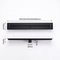 Drain de douche linéaire en acier inoxydable robuste de 200-600 mm, noir mat, anti-odeur, couvercle rectangulaire pour salle de bain, vente en gros
