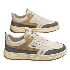 Zapatillas Retro de Hombre al por Mayor de Fábrica - Calzado Casual de PU para Caminar, Estilo Urbano, en Negro y Beige - Product Image 1