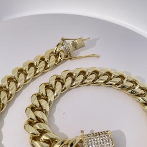 Collar cubano chapado en oro Tianyu Gems, estilo hip-hop simple y clásico, adecuado tanto para hombres como para mujeres. - Product Image 3