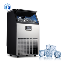 Machine à glaçons Capacité de stockage 15 kg 65 glaçons Acier inoxydable noir Machine à glaçons commerciale et distributeur d'eau