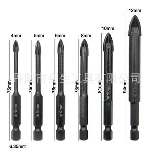 Mr <b>Drill</b> 6pc Black Hex Shank Phillips <b>Drill</b> <b>Bits</b> 4-12mm Metric Jobbers Length For Glass Ceramic Tile Wall Drilling - Product Image 1
