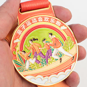 Médailles en métal émaillé de haute qualité sur le thème des dessins animés avec ruban dégradé pour les compétitions d'activités parent-enfant et les événements de défi amusants - Product Image 4