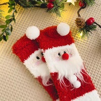 Chaussettes décontractées mi-mollet pour femmes, en polaire corail, doublées de velours, extra-épaisses et chaudes, avec motif de renne de dessin animé, chaussettes de Noël