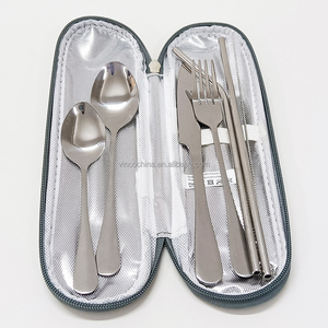 Utensili portatili da viaggio campeggio <span class=keywords><strong>Set</strong></span> di posate forchetta coltello cucchiaio bacchette per la pulizia di cannucce custodia in acciaio inox posate <span class=keywords><strong>Set</strong></span> - Product Image 4