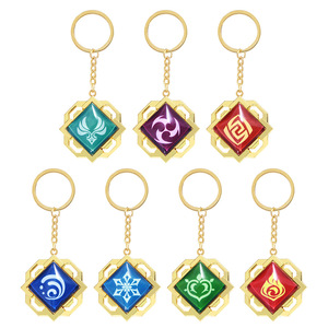 Llavero Original de Metal de Aleación de Zinc con Diseño de los 7 Elementos de <span class=keywords><strong>Genshin</strong></span> <span class=keywords><strong>Impact</strong></span>: Vision, Lnazuma, Ganyu, Keqing, Wendi, Xiao - Product Image 4