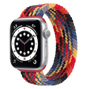 Grosir apple watch 5 seri 38mm-Tali Jam Tangan Nilon Kepang, Kain Elastis Tali Loop Tunggal untuk Apple Watch Seri 6 SE 5 4 3 44Mm 40Mm 38Mm 42Mm