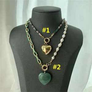 <span class=keywords><strong>BD</strong></span>- B5273 Collier pendentif coeur magnifique collier chaîne en métal perlé collier de perles pour femmes et filles - Product Image 5