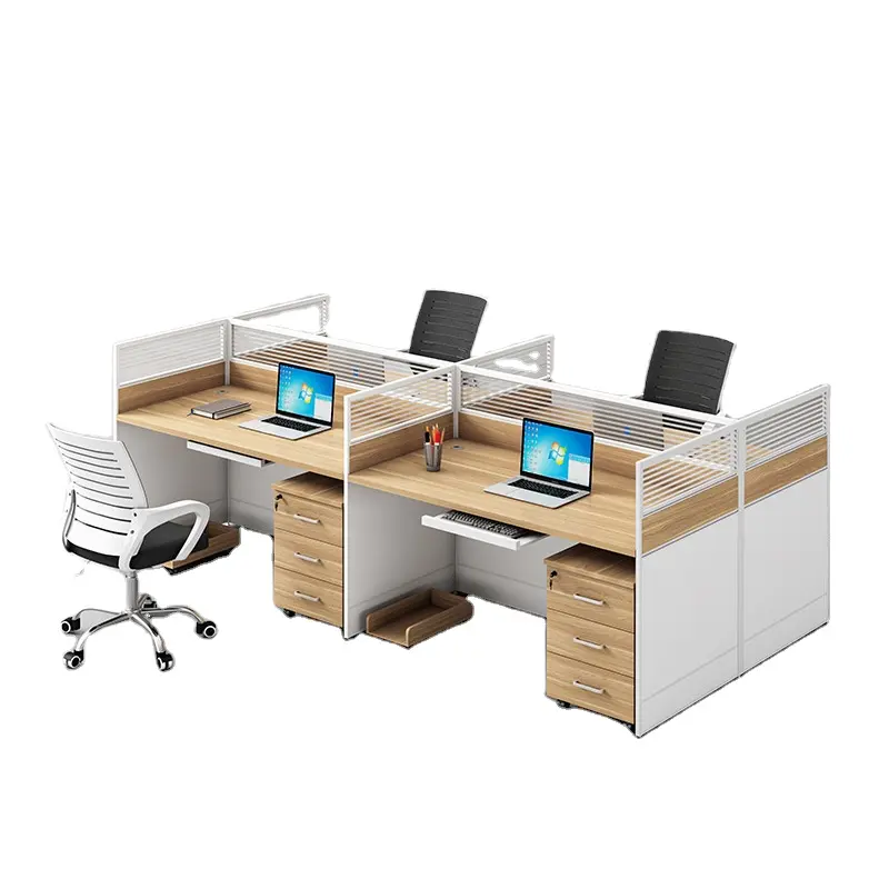 Mesa de oficina de tamaño personalizado, cubículos de madera, muebles de oficina