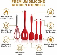 Ensemble d'ustensiles de cuisine en silicone 5 pièces, spatule en silicone antiadhésive résistante à la chaleur, fouet, pince à badigeonner, outils de cuisine pour la cuisson