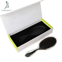 Brosse à cheveux en gros d'usine, personnalisée, pour extensions, avec coussin d'air et poils de sanglier, finition argentée électrolytique