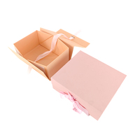 Hot Sale Flap Ribbon Closure Große benutzer definierte magnetische Präsentation Faltbare Boxen Pink Paper Folding Geschenk box mit Magnet deckel