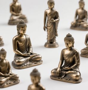 Estatua de Buda Shakyamuni pequeña de latón al por mayor, adorno de Buda monje de imitación antiguo, técnica de fundición de Metal con chapado en Nepal - Product Image 4