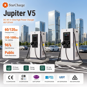 Cargador Rápido de CC para Estaciones de Servicio Comerciales Starcharge Jupiter V5 120kW GBT 300A Boost IP55 IK10 con Enchufe de CA Integrado - Product Image 1