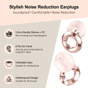 Bouchons <span class=keywords><strong>d</strong></span>'oreilles personnalisés avec logo PC+Silicone SNR 23dB Réduction du bruit pour dormir, voyager, faire du cyclisme EN352 OEM Réutilisables Prêts à être expédiés - Product Image 4