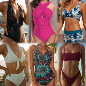 Conjunto de Bikini Sexy de Verano para Mujer, Traje de Baño de Dos Piezas de Poliéster, Top Halter con Cuello en V y Parte Inferior con Lazos Laterales - Product Image 4