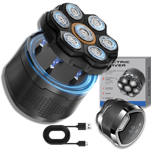 Afeitadora Magnética 7D para Hombres, Impermeable IPX6, Uso en Seco y Húmedo, Rotatoria, Recargable por USB, Pantalla LED, Diseñada con Siete Cuchillas Únicas - Product Image 1