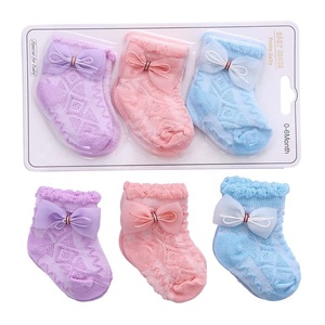 Chaussettes Bébé Respirantes et Anti-Transpiration, Nœud Papillon en Maille, Couleur Unie, pour Nouveau-né, Coffret Cadeau <span class=keywords><strong>3</strong></span>-en-1 - Product Image 2