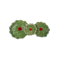 Assiettes en céramique gaufrées (3 pièces) plats en grès décoratifs pour table de Noël et repas de vacances