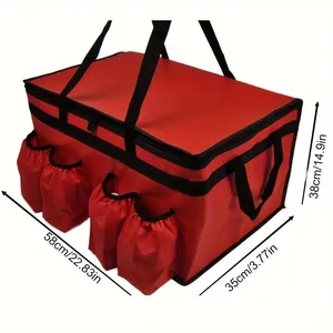 Bolsa de almuerzo aislada de almacenamiento de alimentos frescos versátil de gran capacidad con portavasos para entrega - Product Image 4