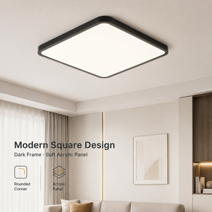โคมไฟเพดาน LED ทรงสี่เหลี่ยมทันสมัย แผงอะคริลิกติดพื้นผิว สามสี 55 วัตต์ สำหรับห้องนั่งเล่น ห้องนอน สำนักงานในร่ม - Product Image 2