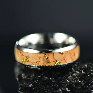 Gentdes gioielli colore argento coppia anello <span class=keywords><strong>vino</strong></span> <span class=keywords><strong>rosso</strong></span> in legno di sughero con oro Glitter Paillette Band anello uomo tungsteno anello di nozze - Product Image 2