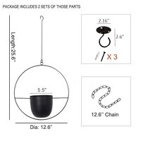 2 pièces de jardinières suspendues modernes en métal avec crochets et chaînes, supports muraux/plafond, porte-pots de fleurs pour la décoration de la maison et du jardin, revêtement en poudre